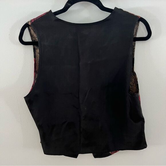 Erica Simone Vintage Floral Tapestry Vest Size Large Gold - Picture 6 of 7